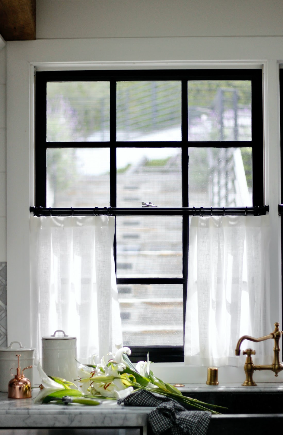 A pair of café curtain panels