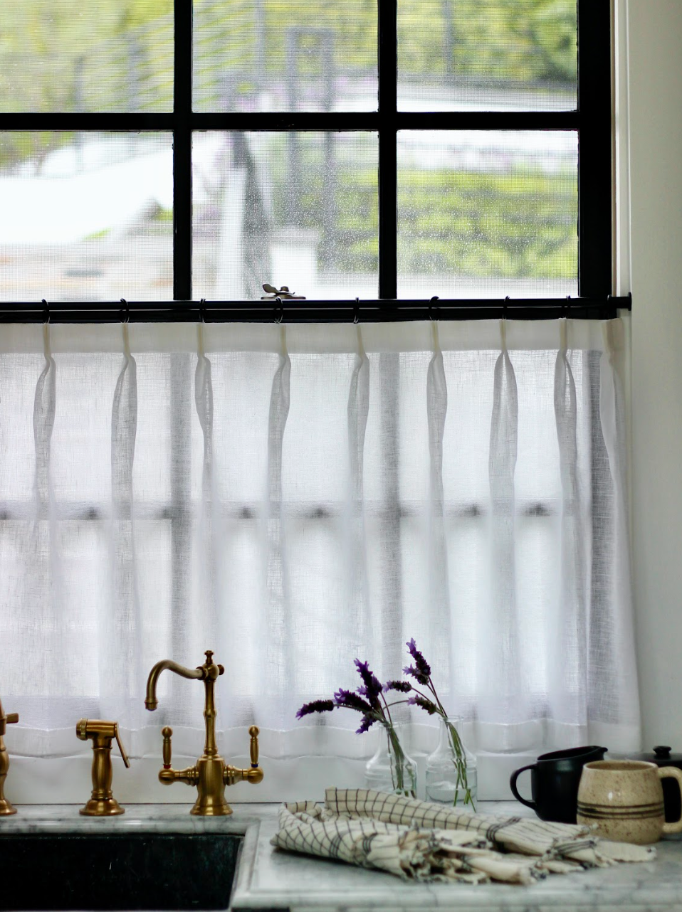 Pinch pleat café curtains