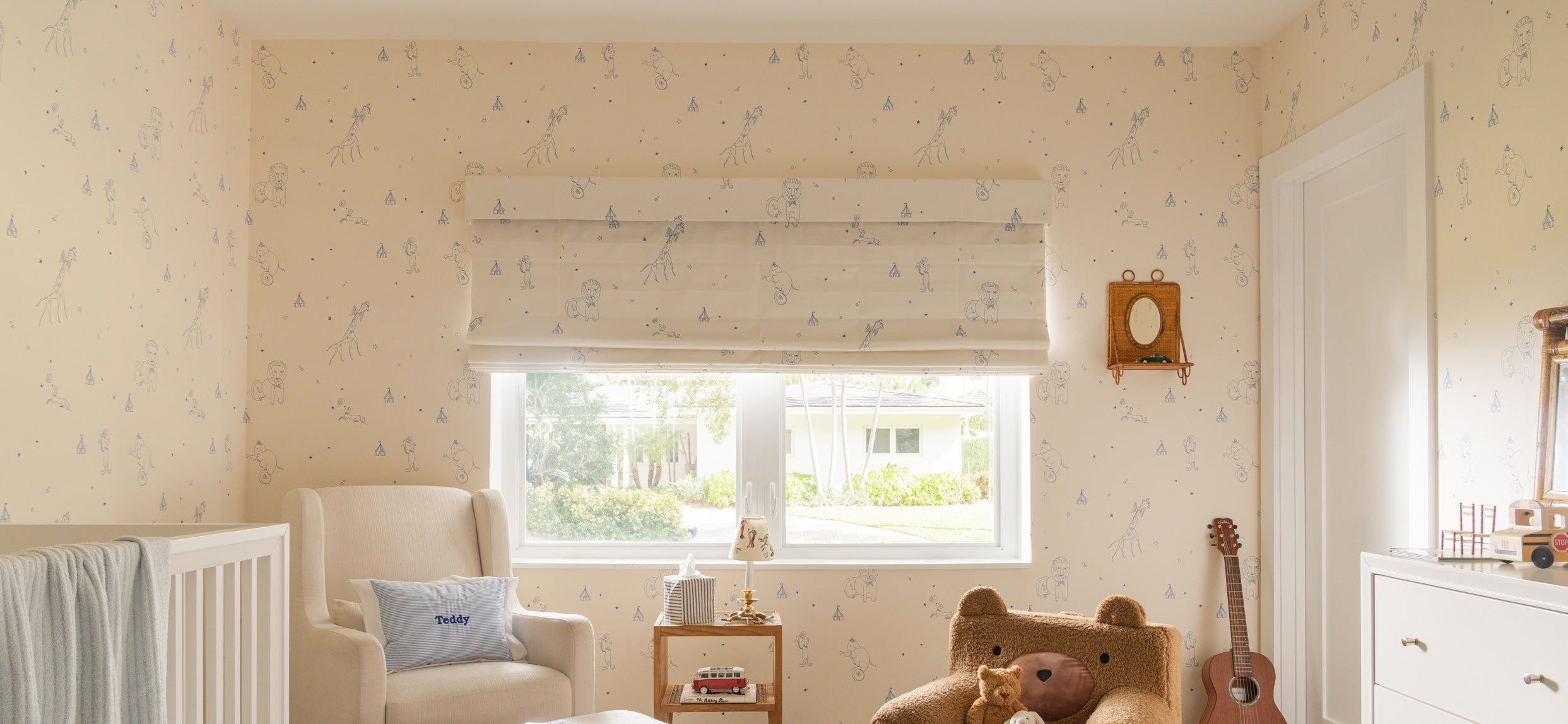 Carly Kuhn Collection drapery with hand-drawn patterns.