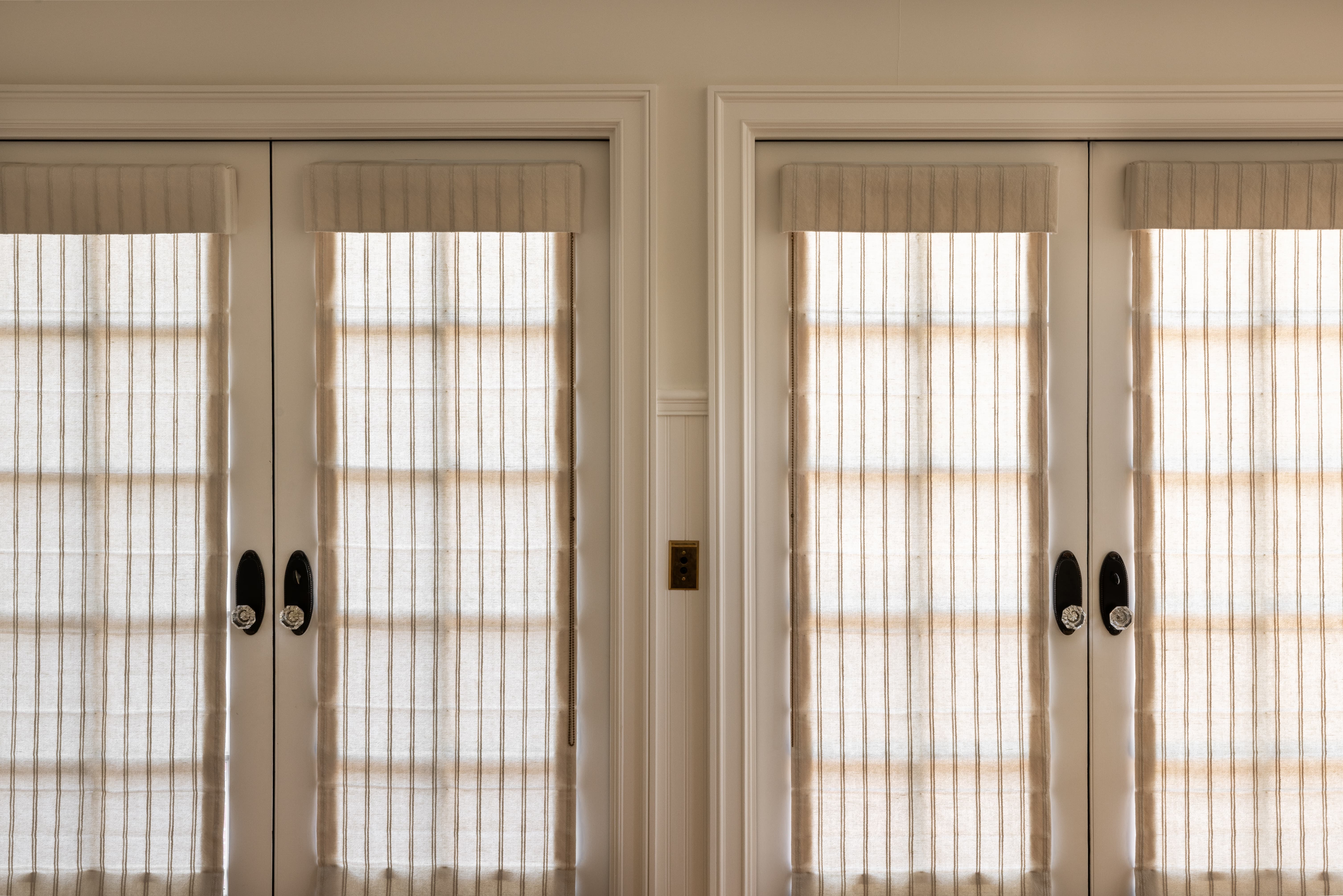 French Doors with custom roman shades