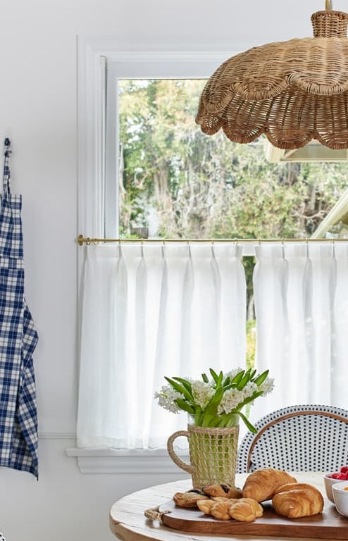 Tailored Pleat Café Curtains and Hardware
